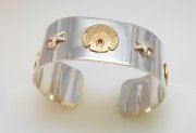 Sterling Silver and 14k Gold Sand Dollar Sea Cuff